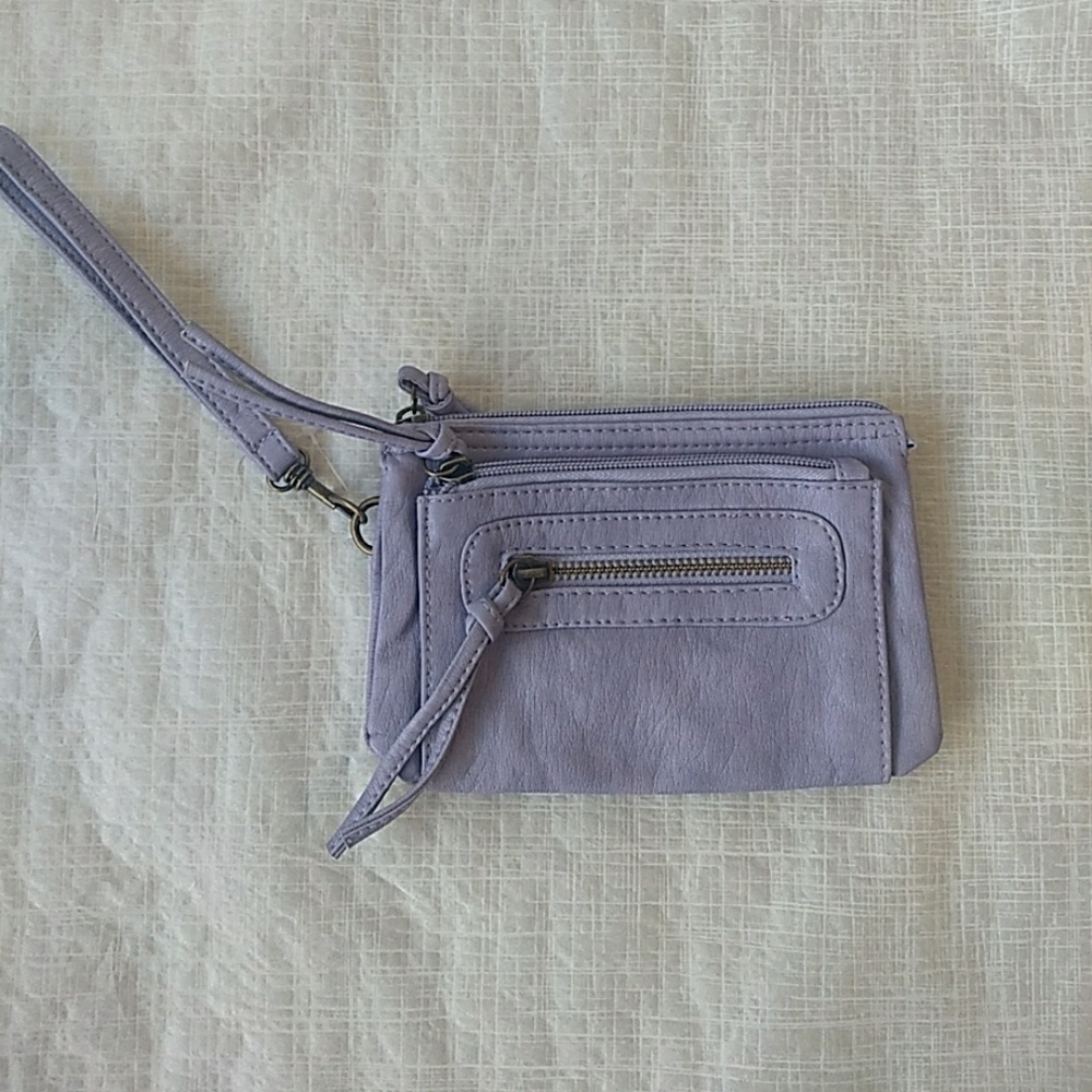 Purple vegan leather wristlet